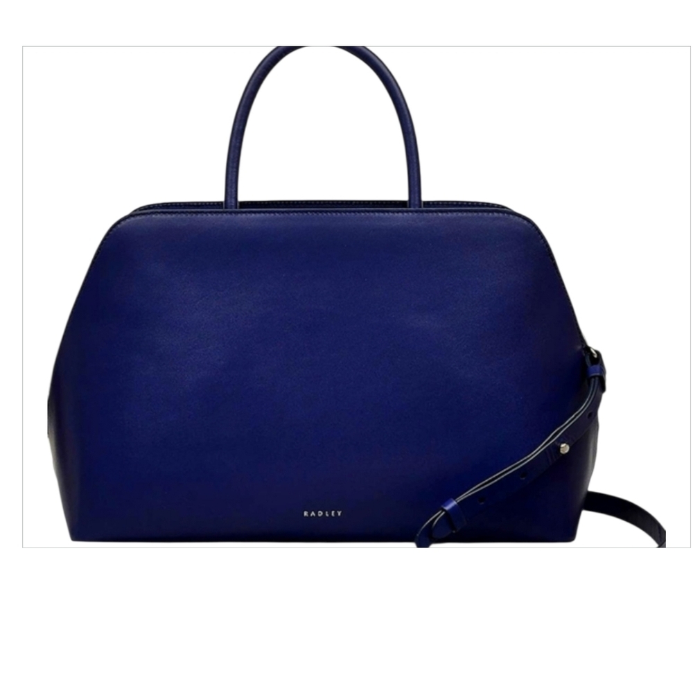 RADLEY LONDON Navy Bag Dome-Top Leather Crossbody Satchel Purse - Picture 3 of 12